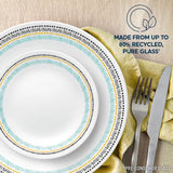  Paloma dinner &amp; appetizer plate on table with text made from up to 80% recycled pure glass