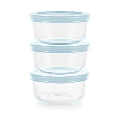 Simply Store® 6-piece 1-cup Round Glass Storage Set with Cloud Blue Lids 