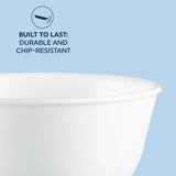  Winter Frost White 28-ounce Large Soup Bowl with text Built to last durable and chip resistant
