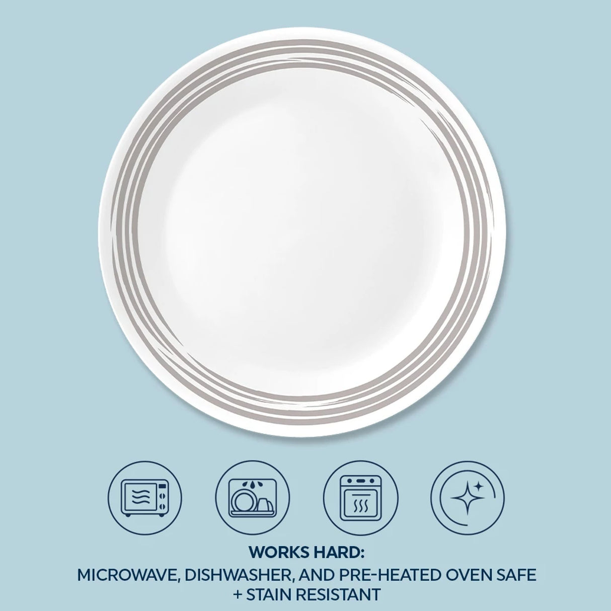  Brushed Silver dinnerplate works hard microwave,dishwasher &amp; pre-heated ovensafe &amp; stain resistant