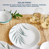  Solar Print &amp; cereal bowl on table-text inspired by leafy palms on a breezy tropical morning,everyday meals feel like a vacation