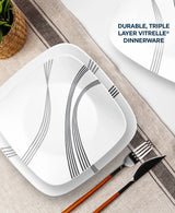  Urban Arc Dinner and Lunch Plate on the table with text durable triple layer vitrelle dinnerwareor 4