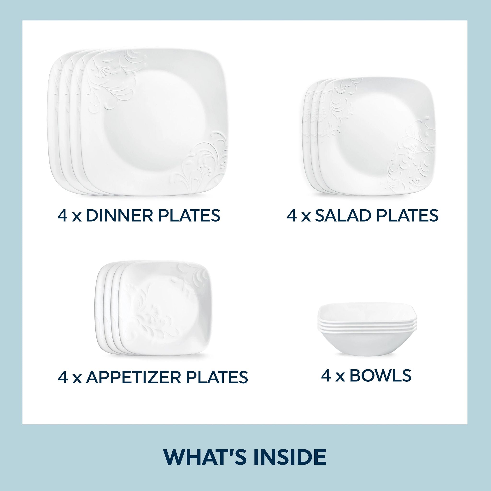 Corelle Cherish 16 Piece Dinnerware Set Service for 4