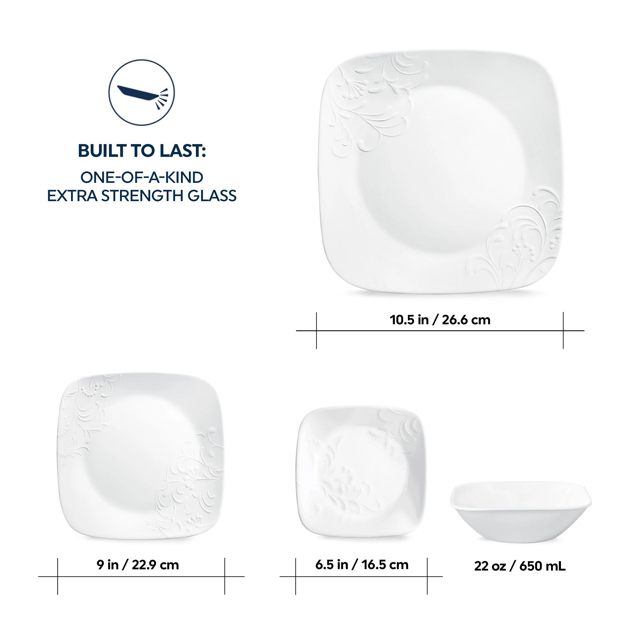 Corelle dinnerware square white sale