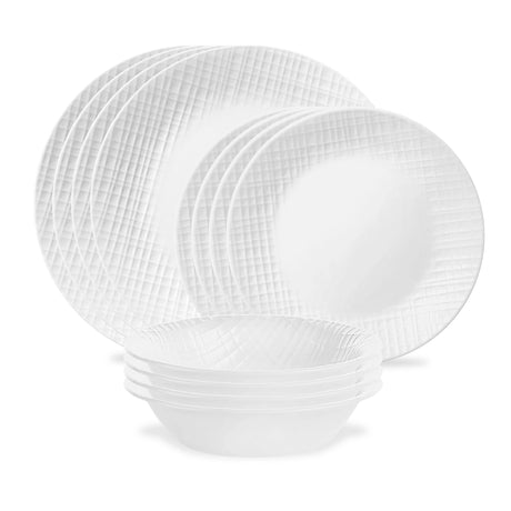 Linen Weave 12-piece Dinnerware Set, Service for 4