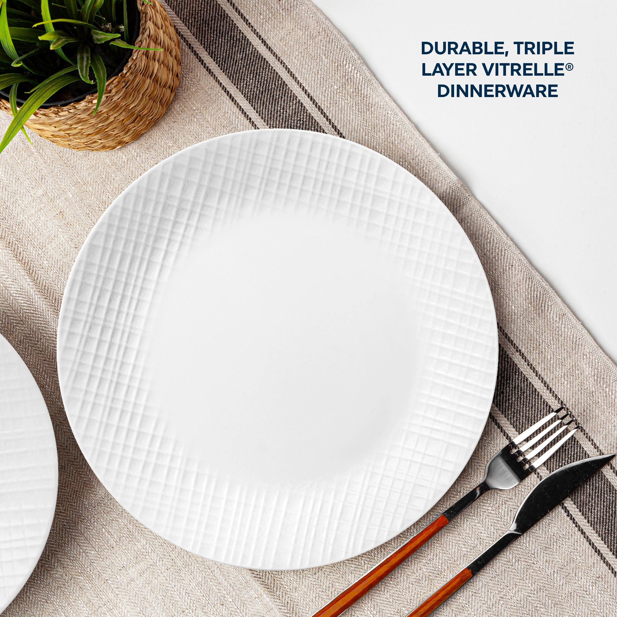 Corelle Linen Weave 12-piece Dinnerware Set, Service for4 - Thumbnail 3