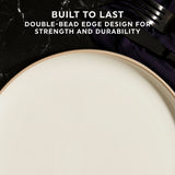  Stoneware Sea Salt dinnerplate with text with built to last double bead edge design &amp; strength &amp; durability