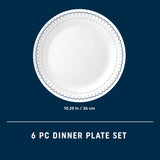  Caspian Lace 10.25" Dinner Plate with text 6 piece dinner plate set