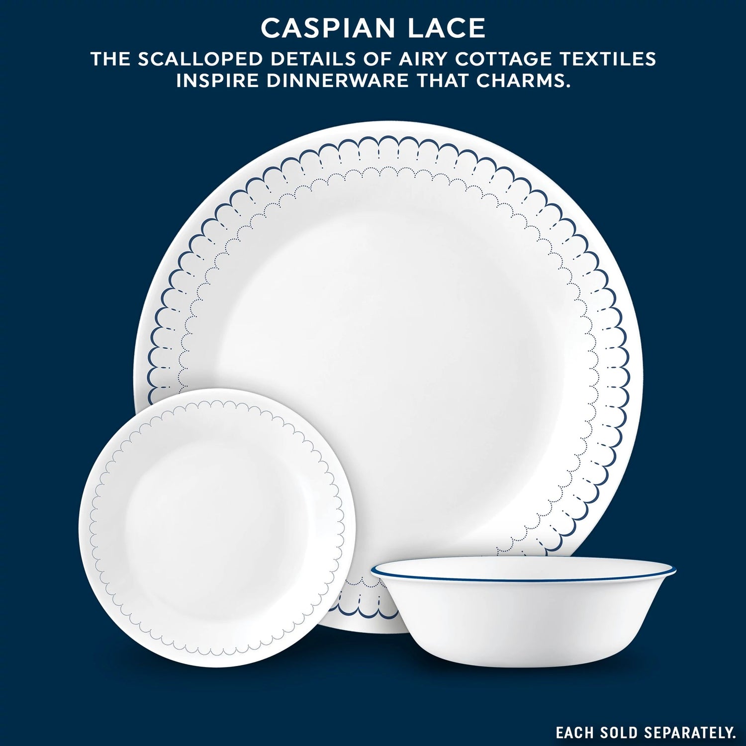  Caspian Lace dinnerware with text the scalloped details of airy cottage textiles inspire dinnerware that charms 