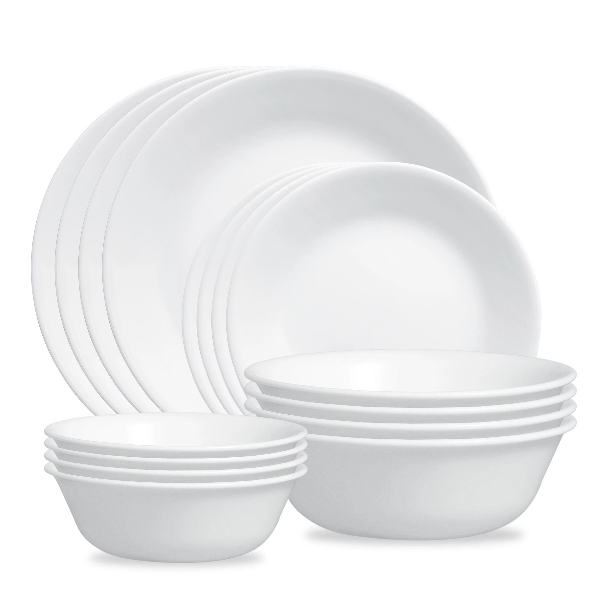 Corelle Winter Frost White 16 piece Mugless Dinnerware Set Service for 4