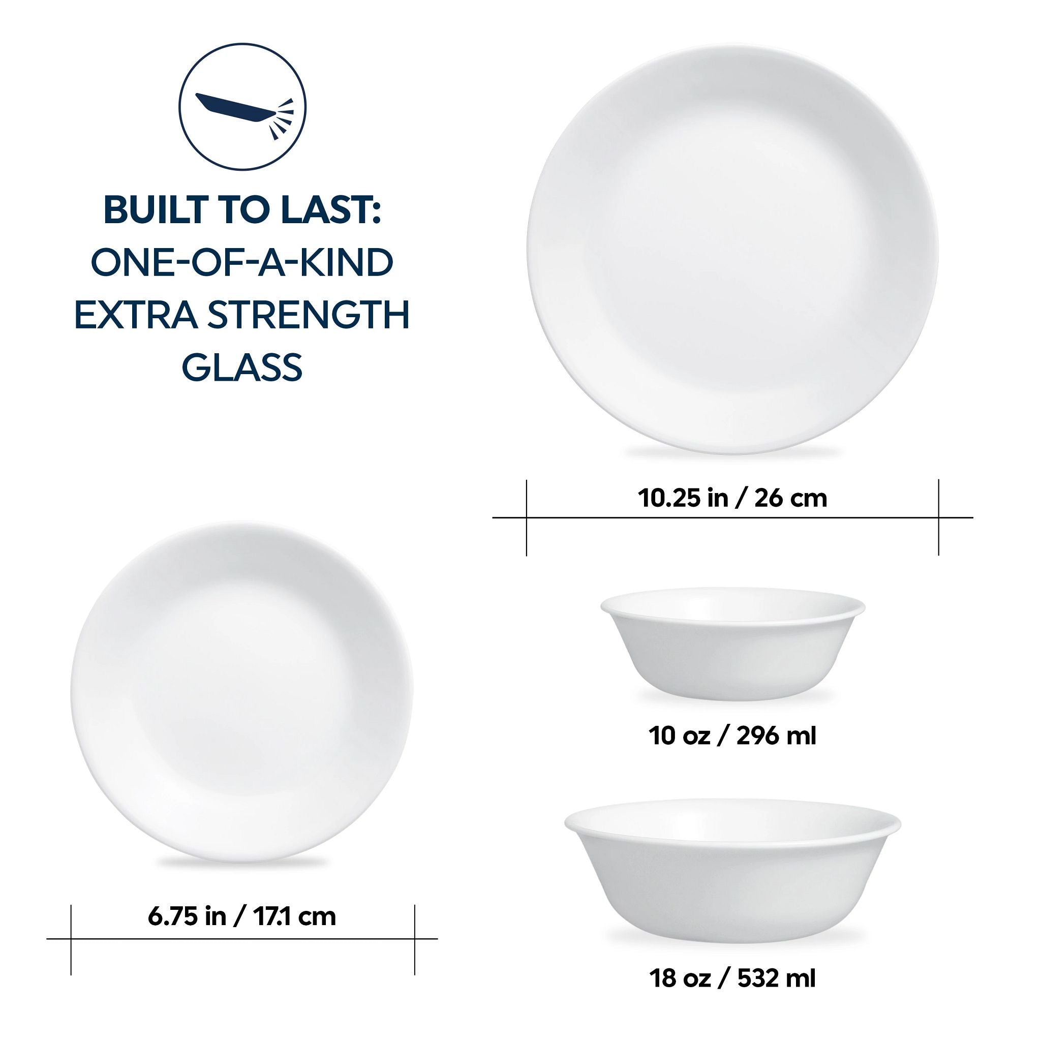 Corelle Winter Frost White 16 Piece Mugless Dinnerware Set Service for 4