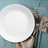  Winter Frost White dinnerplate with text eco-friendly made from up to 80% recycled glass