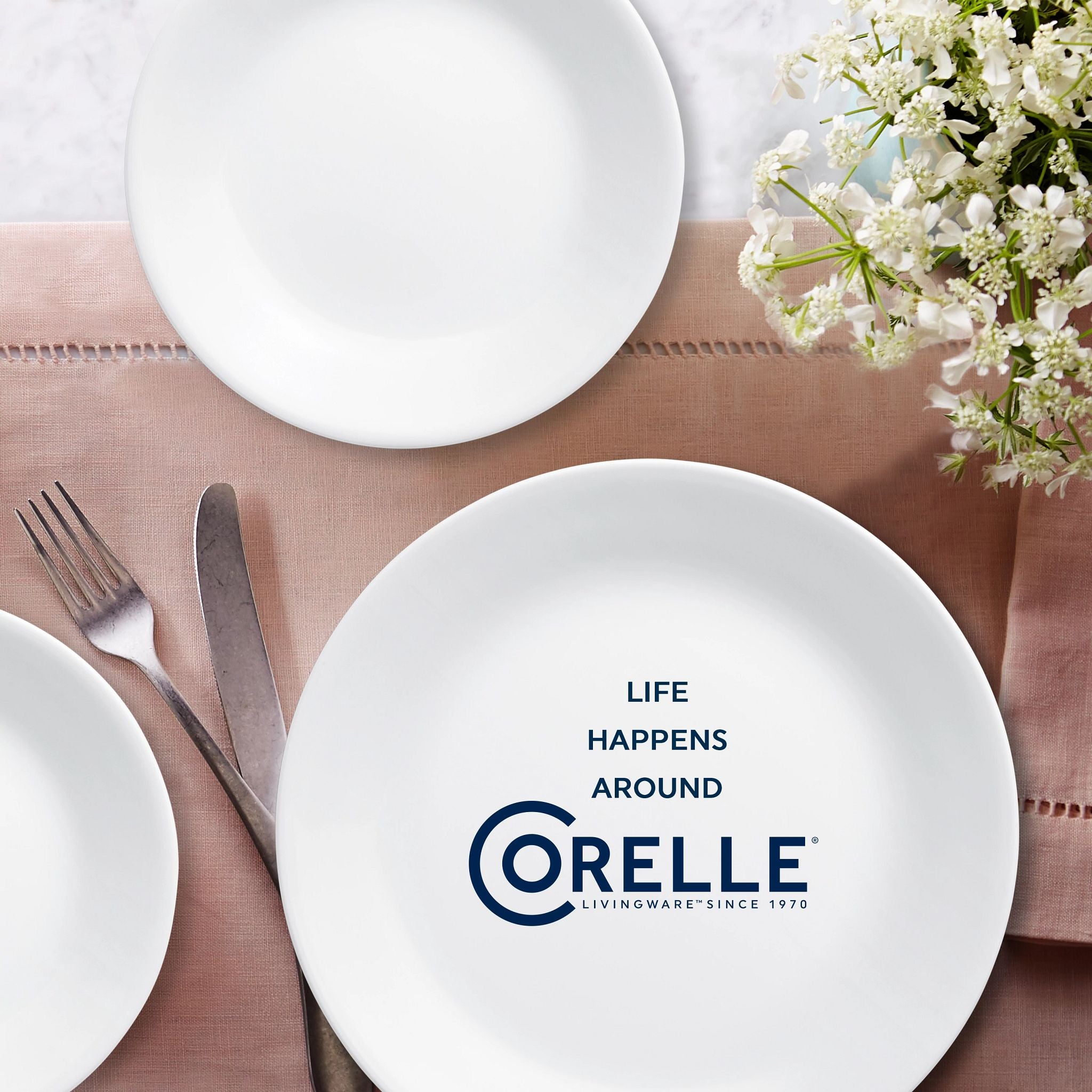 Corelle Winter Frost White 16 Piece Mugless Dinnerware Set Service for 4