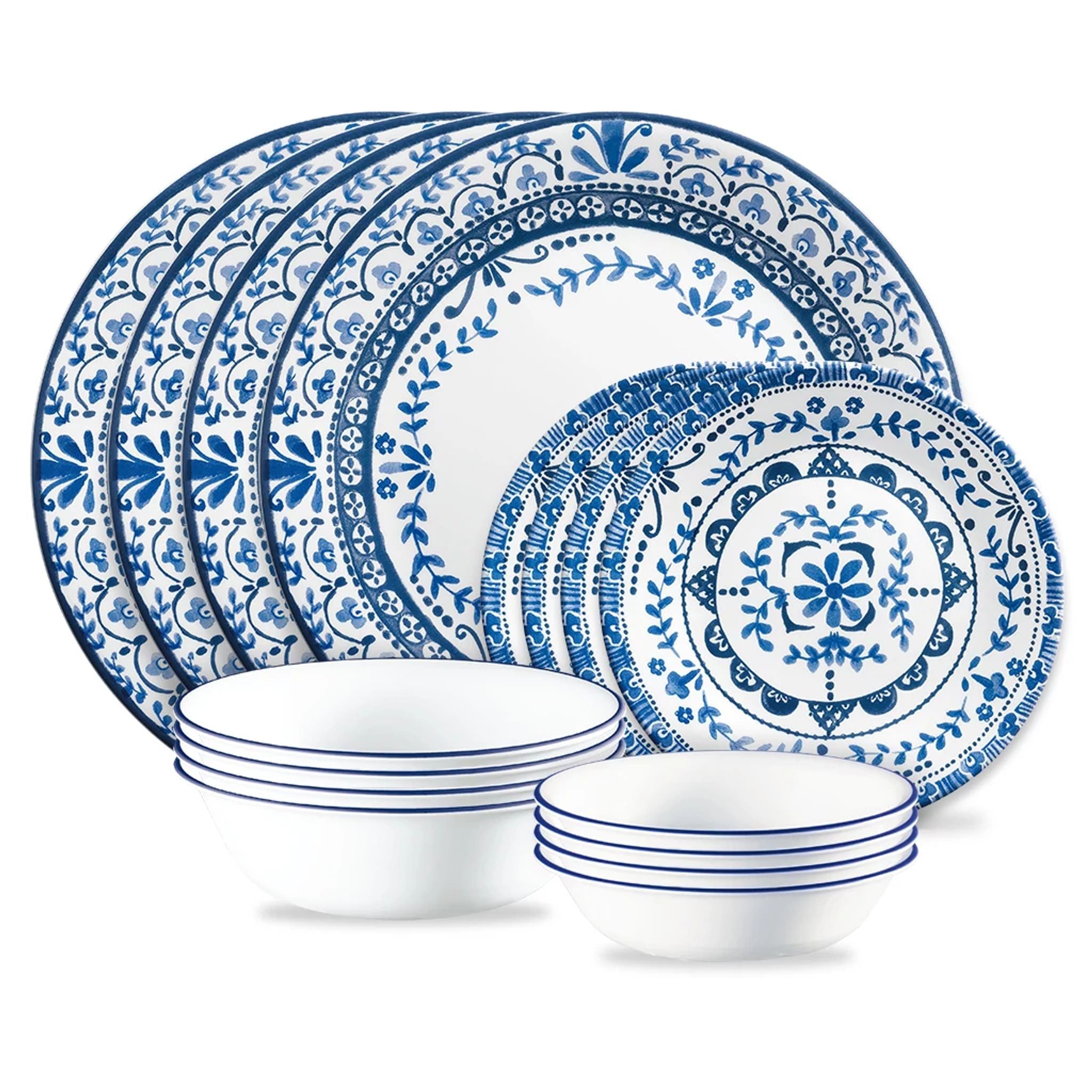 Corelle Portofino 16 piece Mugless Dinnerware Set Service of 4