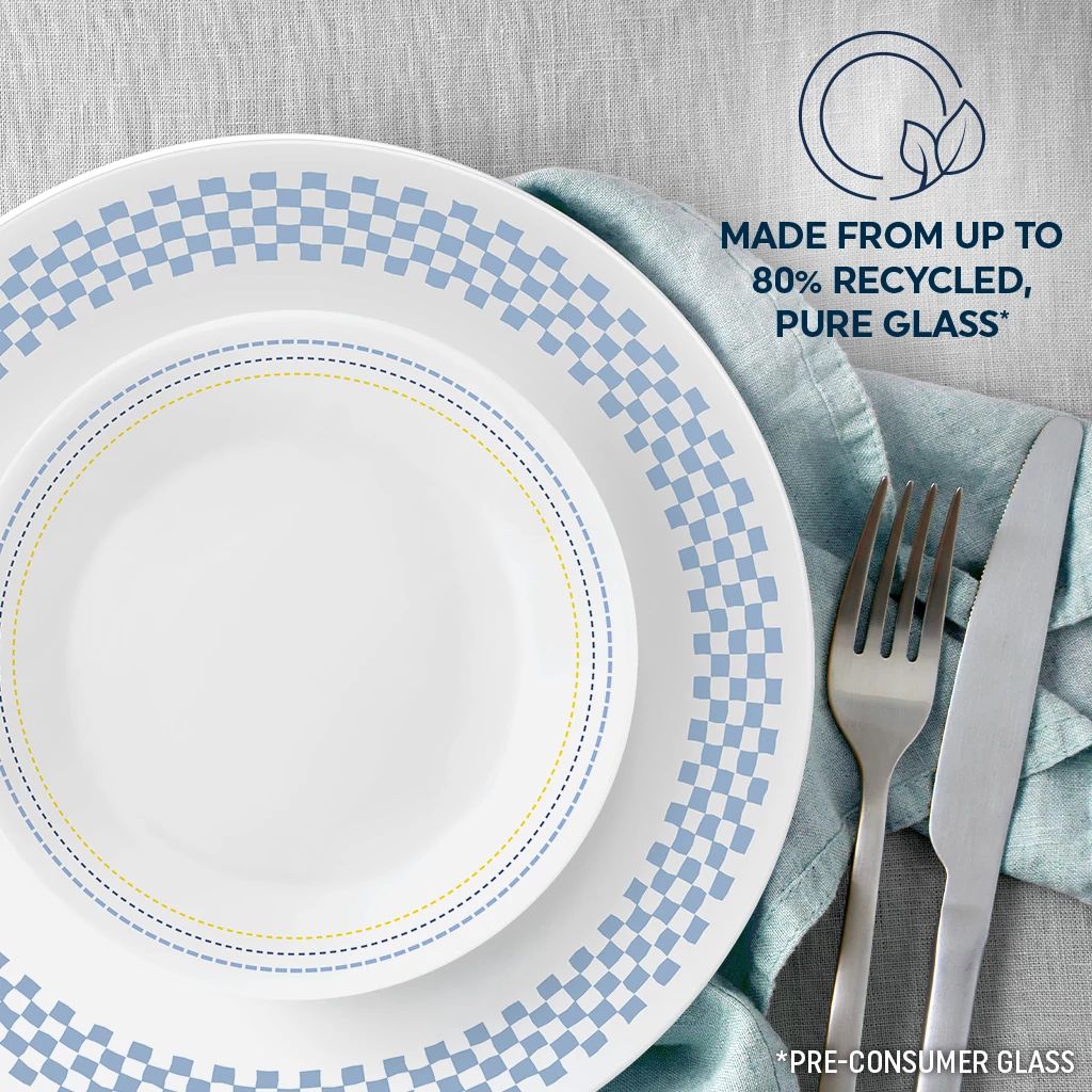  Amelia dinner &amp; appetizer plate with text made from up to 80% recyled pure glass
