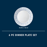  Botanical Stripes 10.25" Dinner Plates with text 6-piece dinner plate