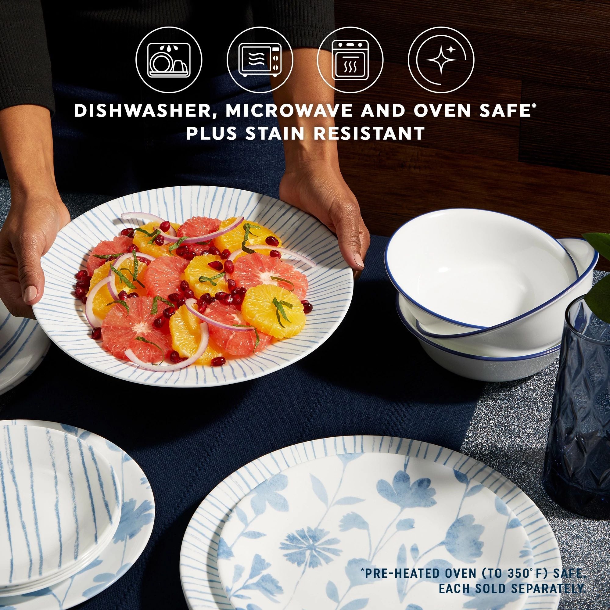 Corelle 6 Piece 18oz Round Bowls Vitrelle Triple Layer Glass Perfect for Soup Cereal and Snacks Lightweight Chip and Scratch Resistant