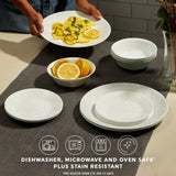  Knox Dinnerware Set with text dishwasher, microwave &amp; oven safe plus stain resistant