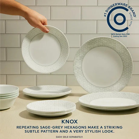  Knox dinnerware on the table &amp; with text #1 dinnerware brand