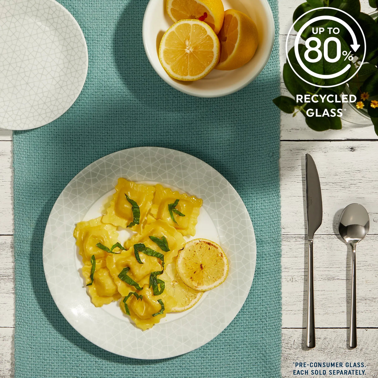  Corelle Knox dinnerware with text up to 80% recycled glass