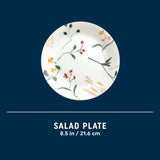  Wildflower Scatter salad plate showing dimension of 8.5"