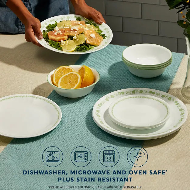  Spring Blossom Green 10.3" Dinner Plate with set, text dishwasher, microwave &amp; ovensafte plus stain resistant