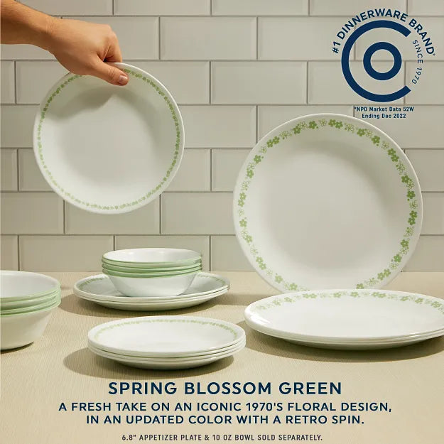 Corelle Spring Blossom Green 12-piece Dinnerware Set, Service for 4 - Thumbnail 3