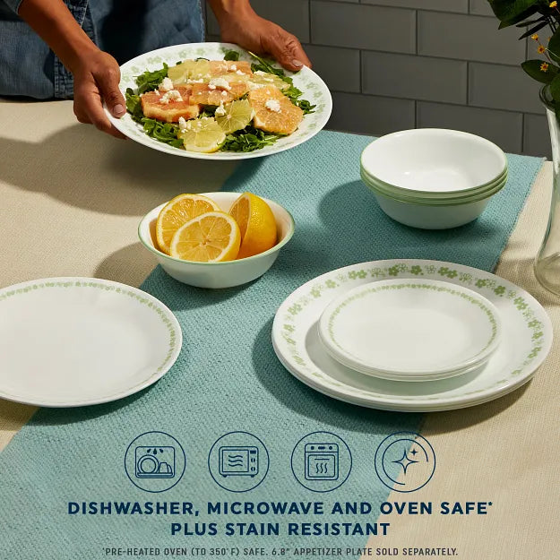 Corelle Spring Blossom Green 12-piece Dinnerware Set, Service for 4 - Thumbnail 2