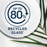  text that says up to 80% recycled glass