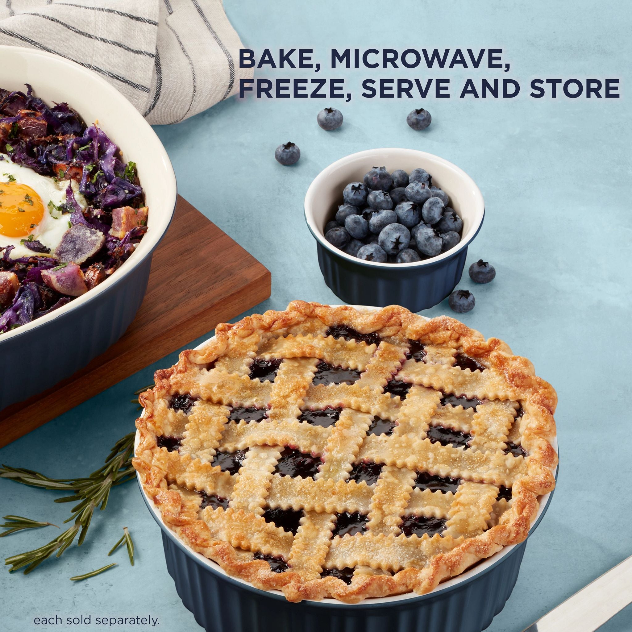 Corningware French Colors 1.5 Quart Navy Round Baking Dish