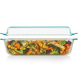 Deep 9” x13” Two-in-One Glass Baking Dish with Glass Lid (shown with food inside)