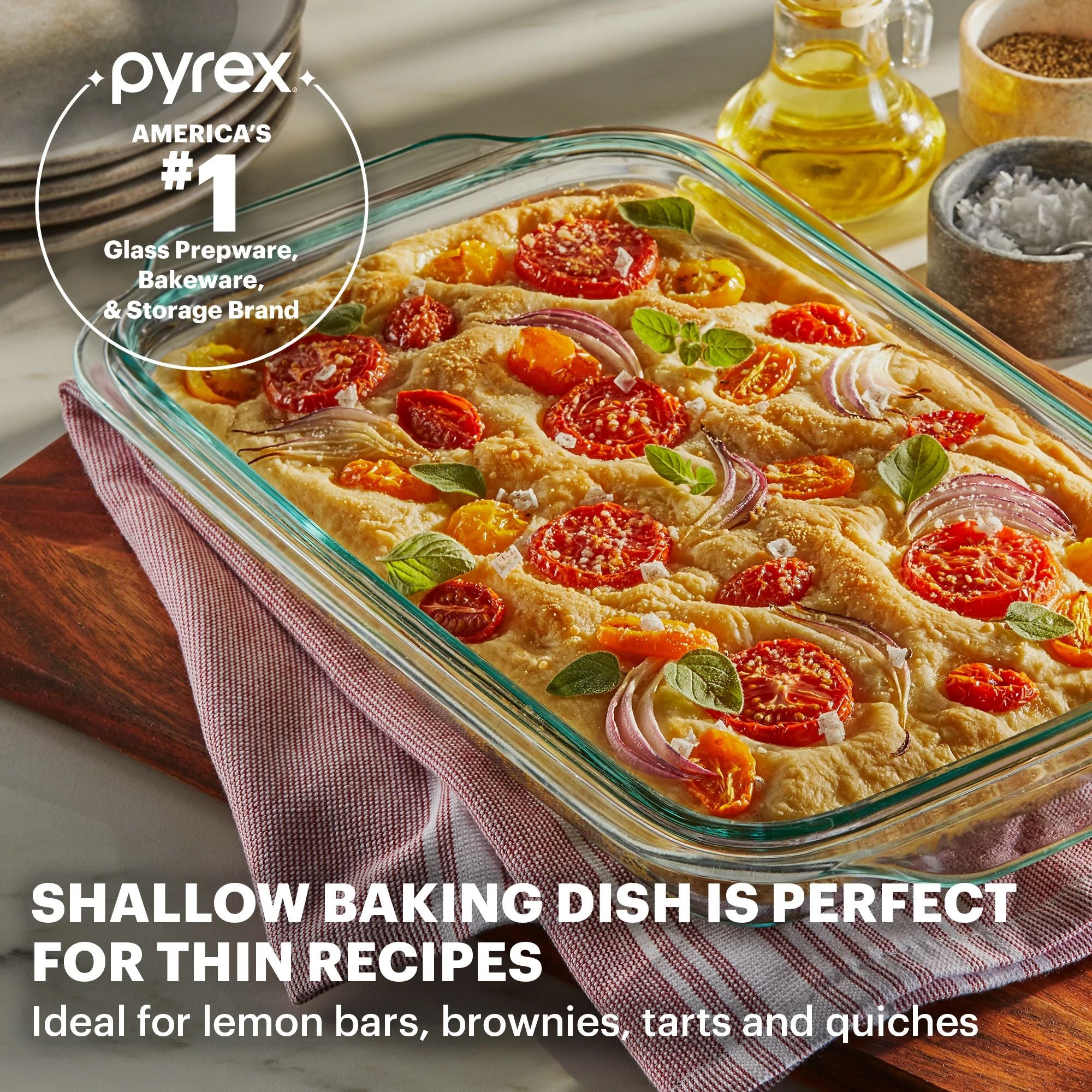 Pyrex Shallow 9 x 13 Rectangular Glass Baking Dish