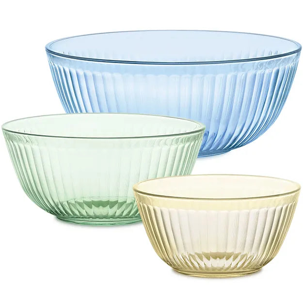 Pyrex Colors Sculpted Tinted 3 piece Mixing Bowl Set