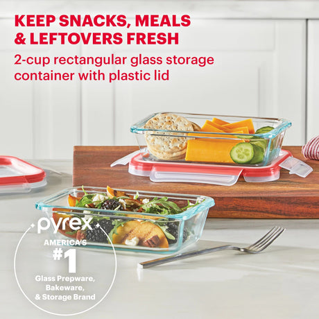  Freshlock 2 cup Rectangle Glass Storage with text keep snack,meals &amp; leftovers fresh