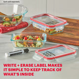  Freshlock 2 cup Rectangle Glass Storage with text write &amp; erase label makes it simple to track of what's inside