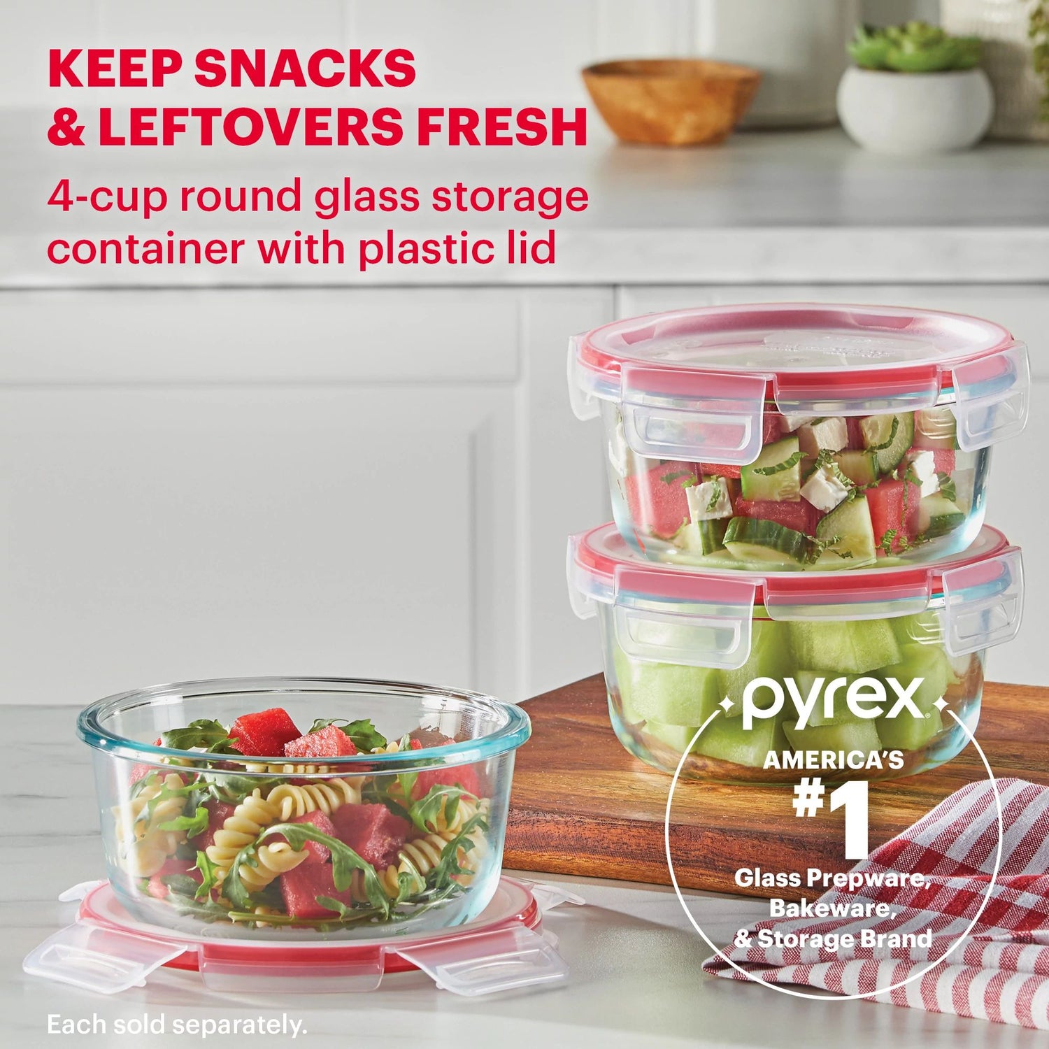 Pyrex® Freshlock™ 4cup Round Glass Storage