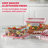 Freshlock 4 cup Square Storage  with text Pyrex Americas #1 glass prep & bakeware & storage brand