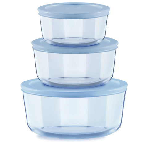 Simply Store® Tinted 6-piece Round Storage Set with Blue Plastic Lids