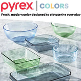 image of Pyrex colors bakeware & storage with text Pyrex Colors fresh modern color designed to elevate the everyday
