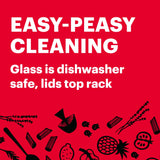  Easy-peasy cleaning glass dishwasher safe, lids top rack