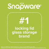  text that says Snapware #1 locking lid glass storage brand