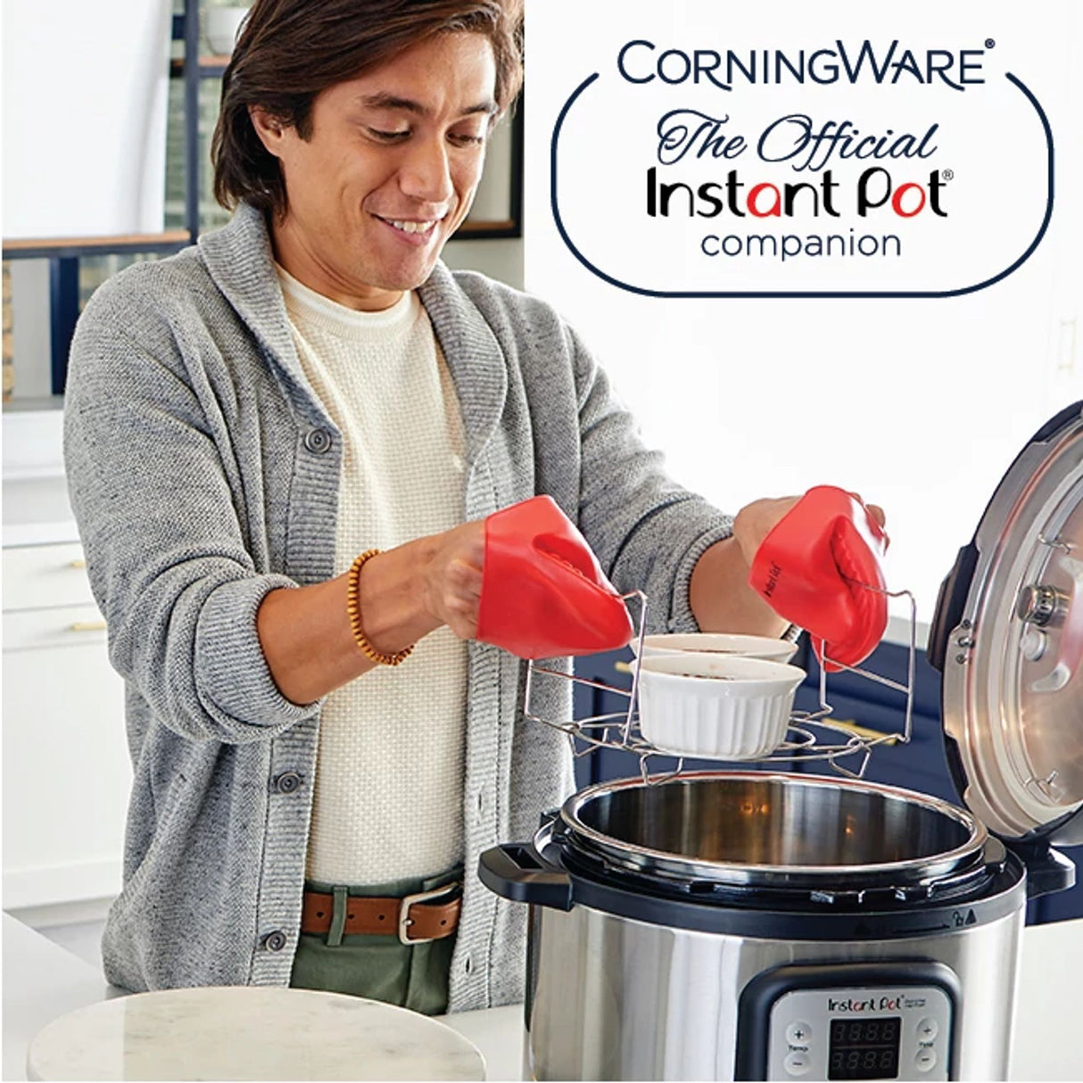  photo of using CorningWare French White® 2.5-qt Round Casserole w/ Glass Lid in Instant Pot