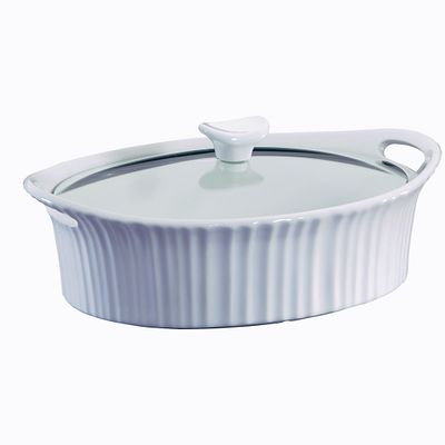 Corningware French White 2.5 Quart Oval Casserole with Glass Lid