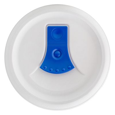 French White® Pop-Ins™ 20-oz Plastic Lid with Blue Vented Tab