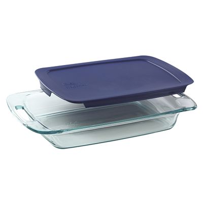 Easy Grab 3-qt Oblong Baking Dish with Blue Lid