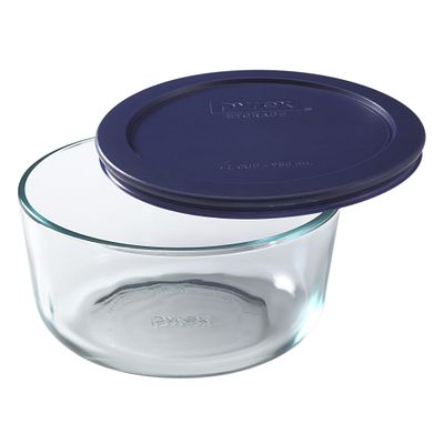 Pyrex Simply Store 4 cup Glass Food Storage Container with Blue Lid